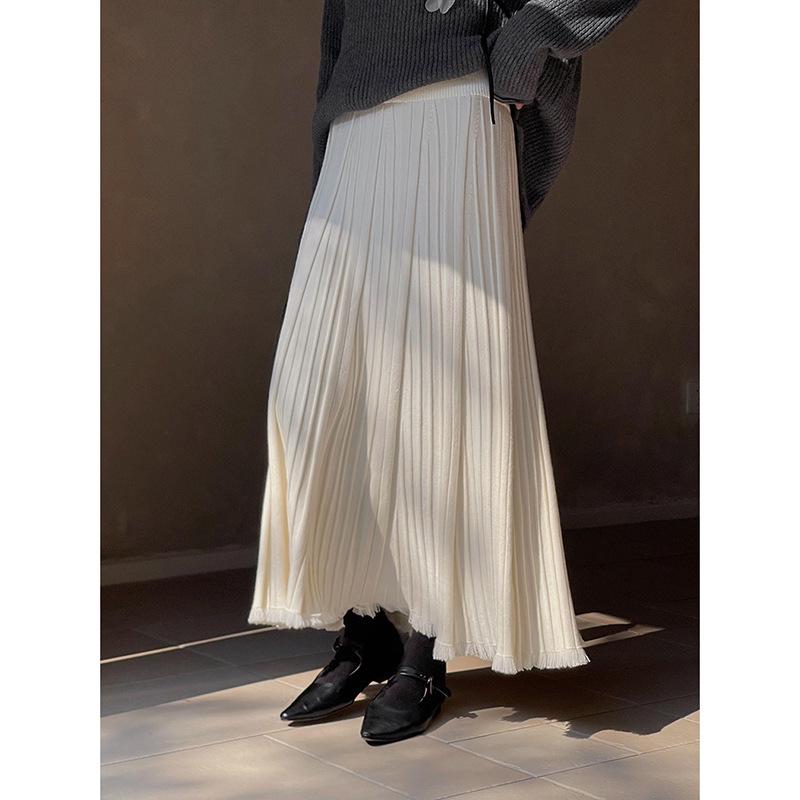 

Ge Ming Retro Tassel High Waist Knit A-line Pleated Skirt - Women s Spring 2026 Collection, Style N354B One size (80-130 jin) абрикосовый