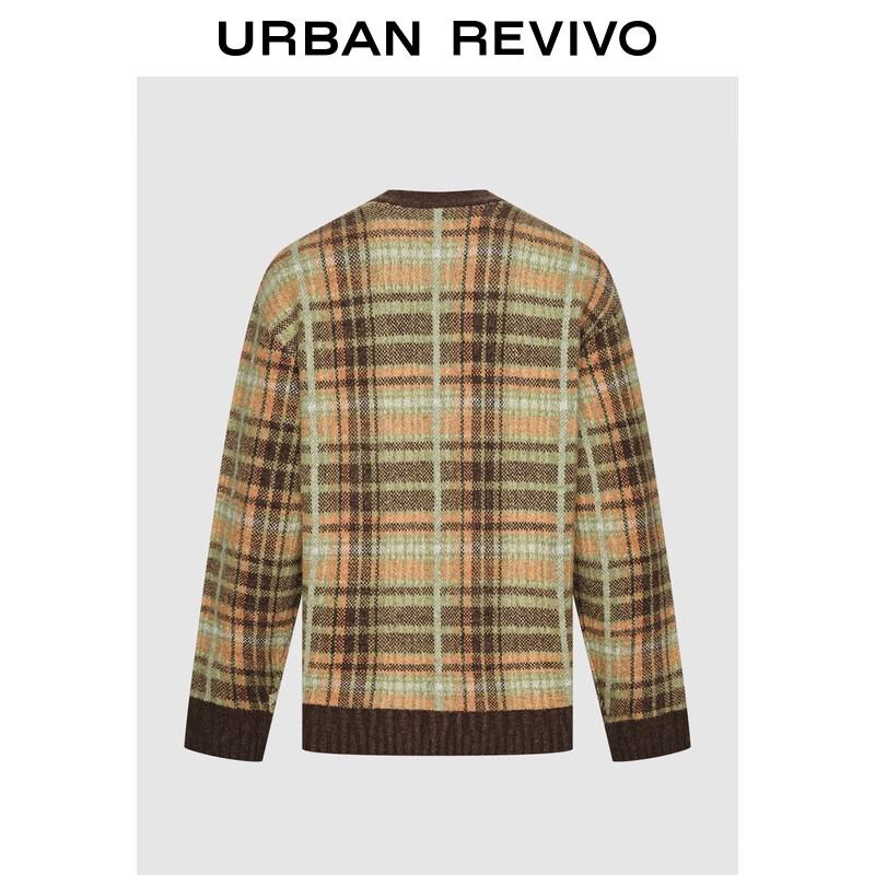 UR Men s Winter Color Block Plaid Knit Cardigan L