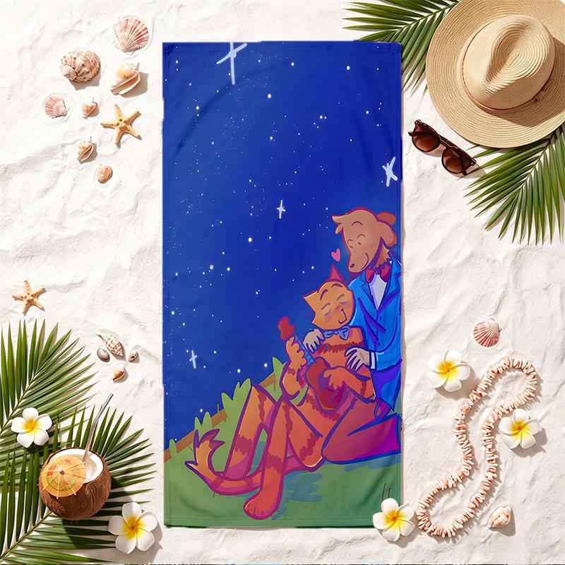dog man Soft Beach Towel Stylish Beach Pool Towel for Summer Seaside Vacation Travel