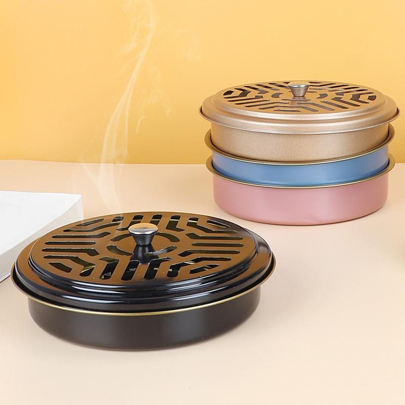 Multifunction Mosquito Coil Tray for Fishing Camping Portable Indoor Outdoor Mosquito Incense Box Metal Round Rack Plate