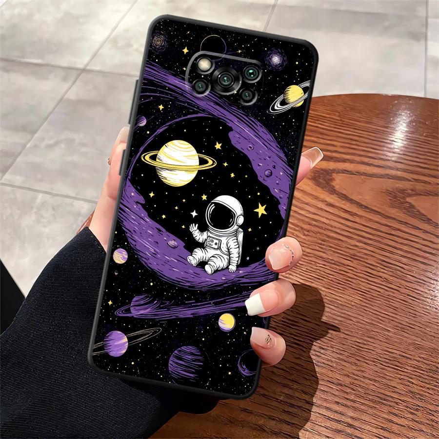 Case for Xiaomi Poco F8 C50 C61 M5 C75 F3 M3 M4 M7 F1 C71 X3 X4 X5 X7 Pro Funda Phone Cover Cartoon Astronaut