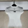 Summer 2026 Casual Sexy Knit Mesh Hollow Round Neck Short Sleeve Slim Fit Top