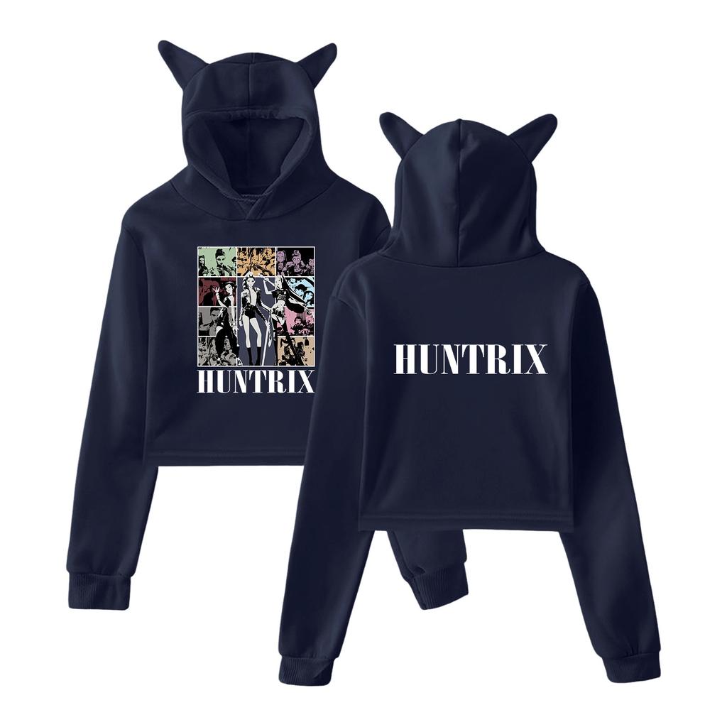 KPop Demon Hunters 2025 Merch Hoodies Sweatshirt for Girls Cat Ear Crop Pullover Casual Clothes