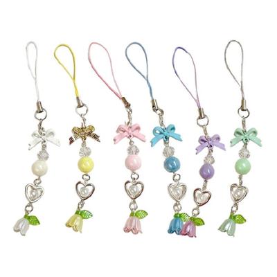 Lanière de téléphone Cœur Élégant Charme Accessoire Esthétique Ornement de Portefeuille Embellissement de Téléphone Convient pour Sac à Dos Sac à Clés