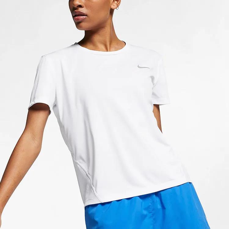 Nike T Shirts Women's White Crew Neck Moderate (Unisex) T-Shirts AJ8122 100