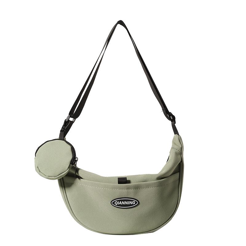Canvas Versatile Large Capacity Crossbody Bag Simple Commuter Lightweight Shoulder Bag Sports and Leisure Student Dumpling Bag