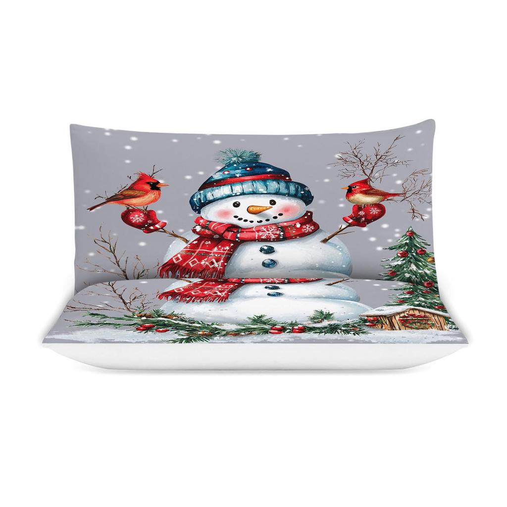 Winter Snowman Three-Piece Quilt Cover 3D Digital Printing Bedding Set Bed Cover