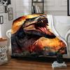 T‑Rex Dinosaur Burning Wild Jungle Art Print Flannel Blanket Soft Warm Throw Blanket for Sofa Bed Living Room