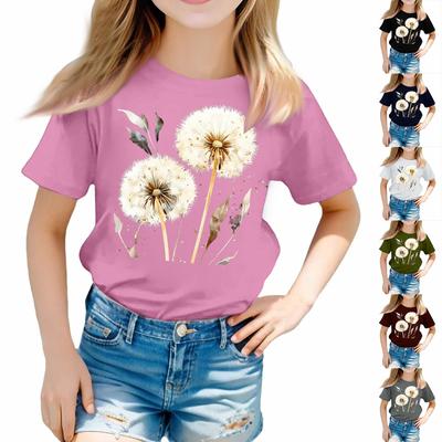 Meisjes Ronde Hals Casual Bedrukt T-shirt Top met Korte Mouwen
