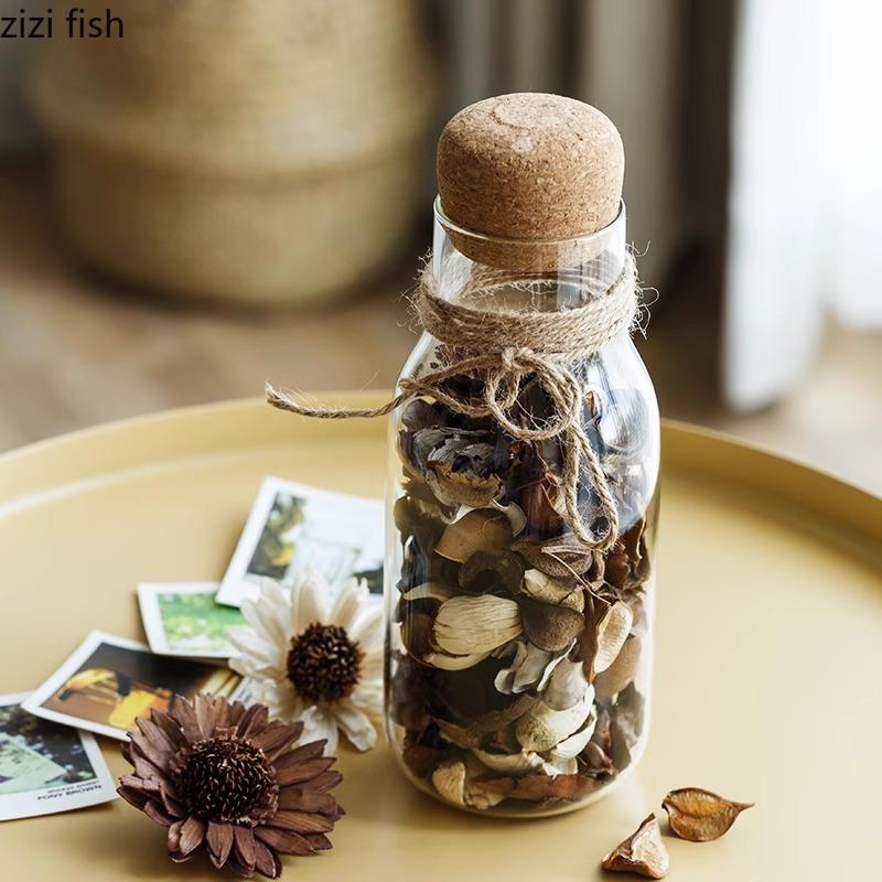 Cork Stopper Transparent High Borosilicate Glass Storage Bottle Sealed Can Tea Can Coffee Bean Storage Bottle Kitchen Supplies