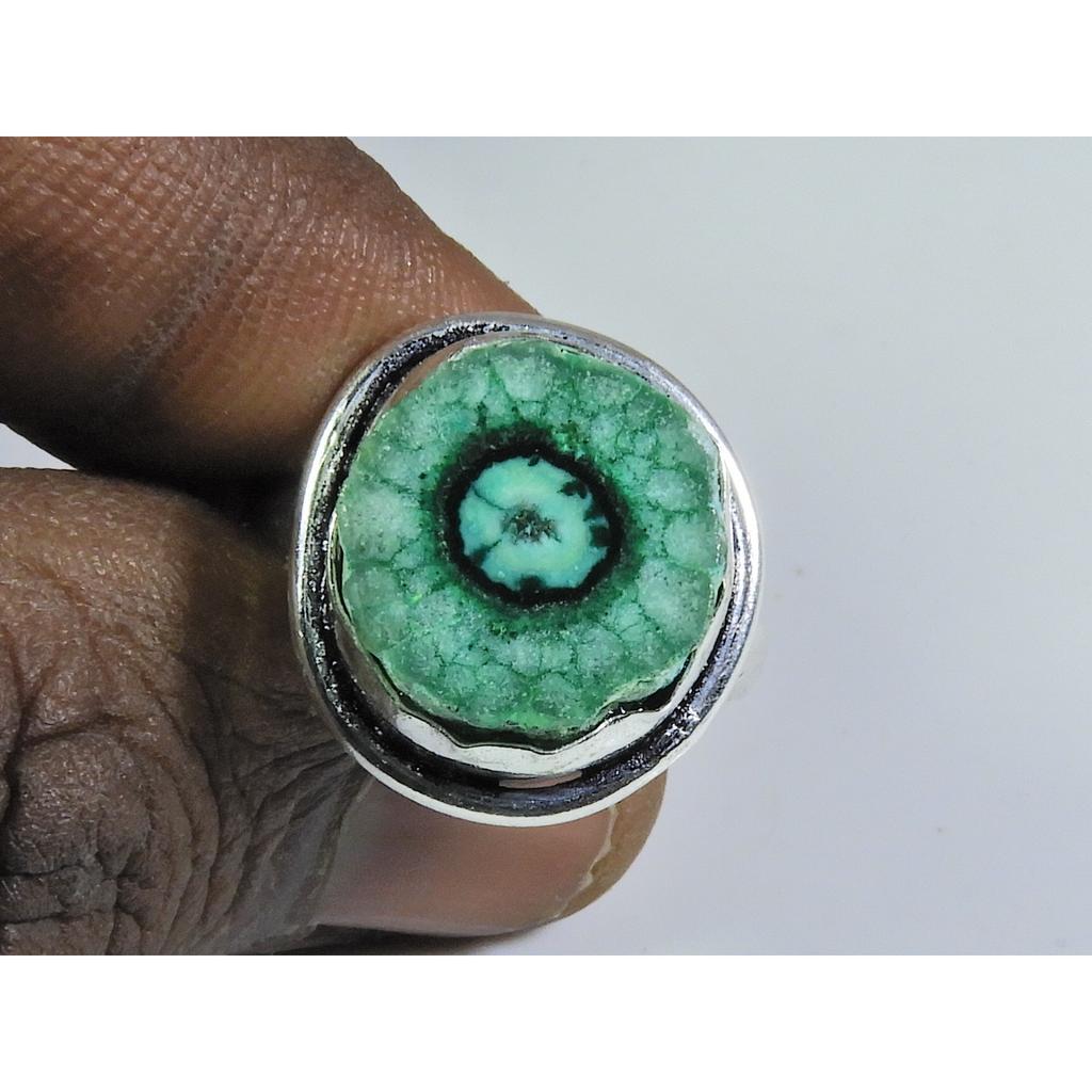 Color Enhanced Solar Druzy 925 Solid Sterling Silver Ring Size US-8 PG-127