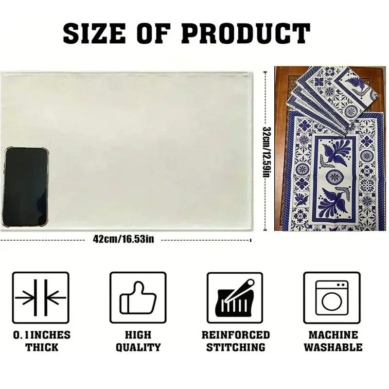 4 Pcs Placemat Table Mat Farmhouse Wind Non-slip Linen Placemats Floral Print Family Party Decoration Machine Washable