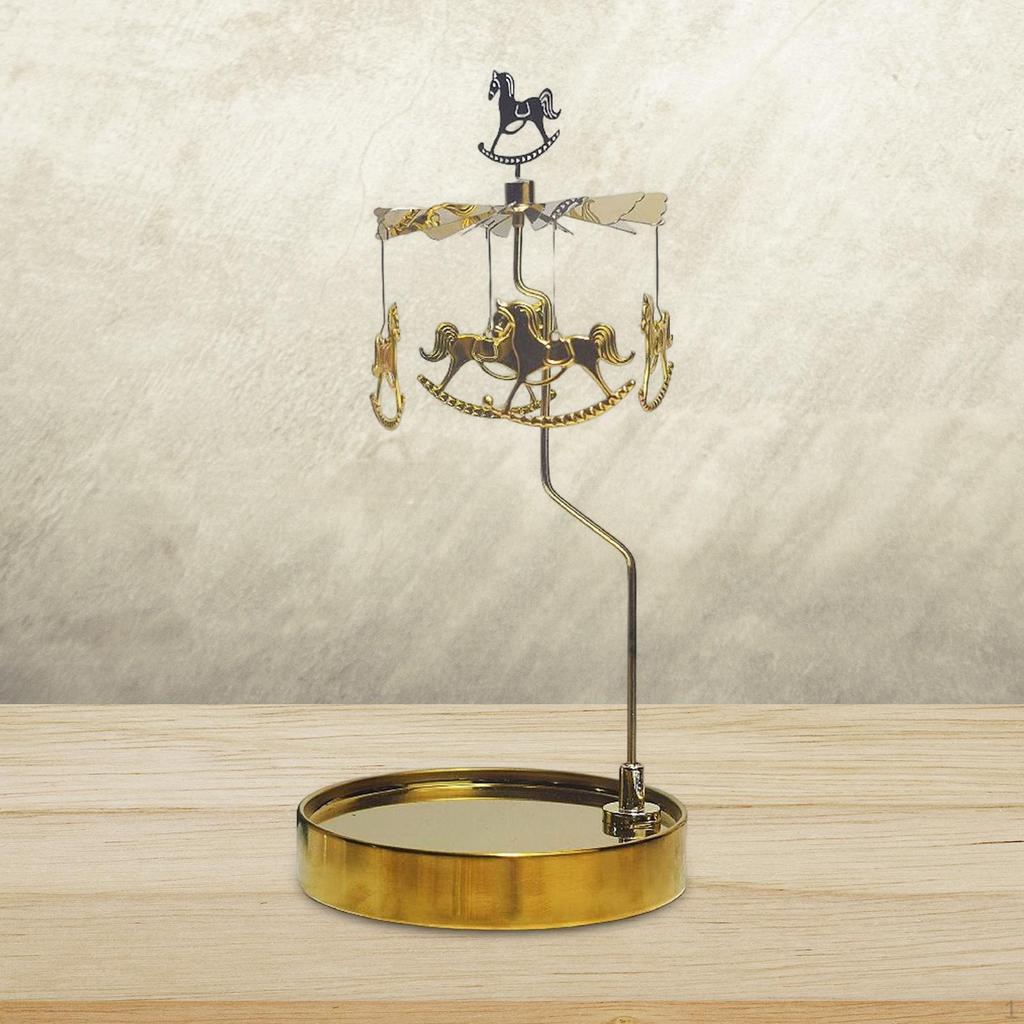 Metal Candle Holder Carousel Tray Decorations Rotating Candlestick for Home Aureate