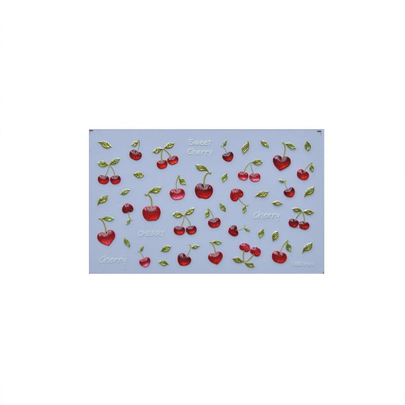 Tomoni Fresh Style Jelly Nail Stickers - Transparent Glitter Cherry Blossom Ornaments