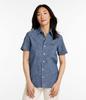 LL Bean Comfort Stretch Chambray Short Japan Size Dark Indigo 1000277558 Women's Shirt, Sleeve, Fit, Small, Blue,