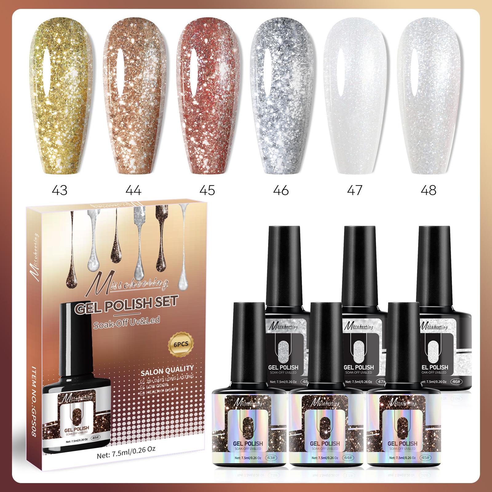 

Набор из 6 цветов клея для лака для ногтей, популярный цвет сезона, прозрачная серия, небольшой набор клея для фототерапии