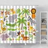 Cartoon Shower Curtain Cute Dolphin Fish Animal Zoo Giraffe Tiger Printing Bathroom Curtains Kids Room Decor Curtain with Hooks