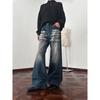 Jeans da Uomo Vintage Lavati Blu Denim Gamba Dritta Larga Vestibilità Casual