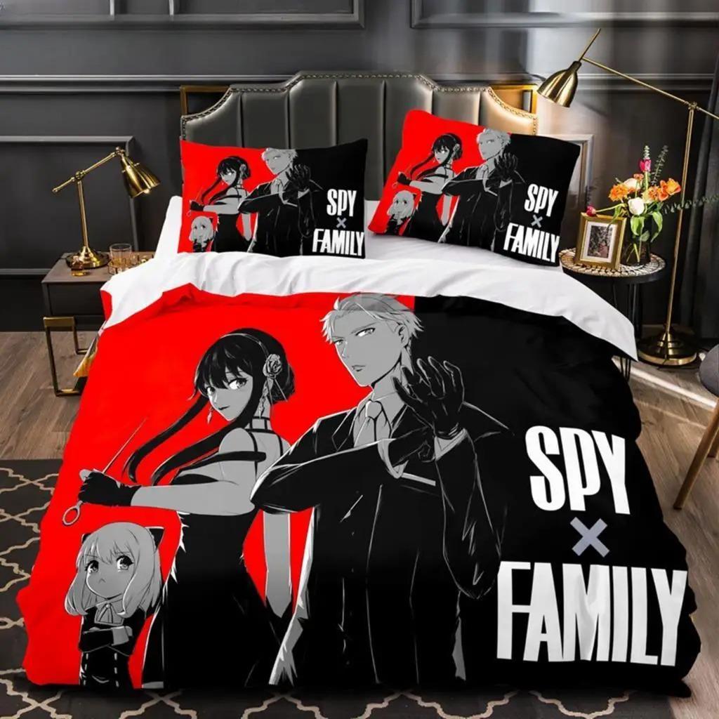 3D Anime SPY×FAMILY Anya Forger Bettdecke Bettwäsche Sets Full Size Cartoon Bettbezug Queen King Size Steppdeckebezug Kissenbezug Set Werkzeug
