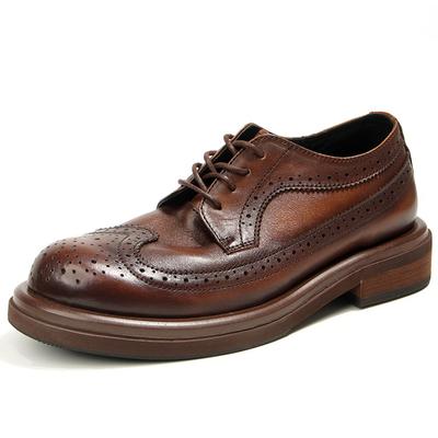 Fashion Genuine Leather Men's Block Shoes Mens Business Shoes Luxury New Handmade Comfortable Man Casual Shoes Retro Men Leather Shoes