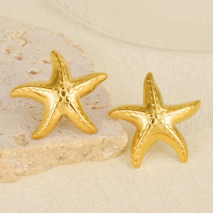 

Sea Star Jewelry Real Gold Plated Earring Stainless Steel Conch Shell Ear Studs For Women Men Summer Beach Earring Piercing Gift 1pair