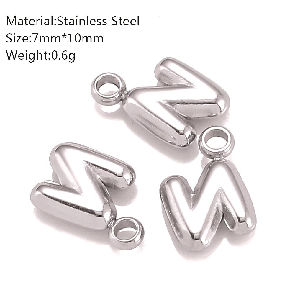 3Pcs Mini Balloon Alphabet Charms Cute Small Initial Bubble English Letter Stainless Steel Pendants DIY Necklace Bracelet Making