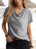 Women Casual Solid Color Short Sleeve Loose T Shirt