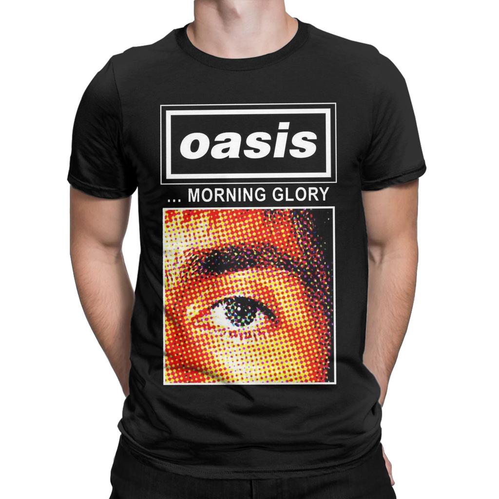 O-Oasis Rock Band T-Shirts for Men  Novelty Pure Cotton Tee Shirt Crewneck Short Sleeve T Shirt Plus Size Clothes