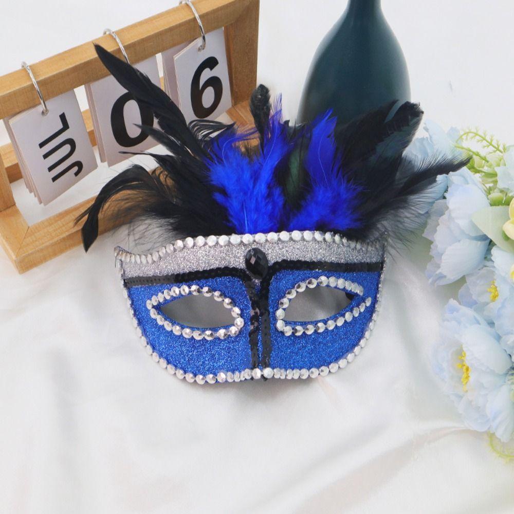 Party Costume Props Halloween Masquerade Mask Half Face Feather Mask Carnival
