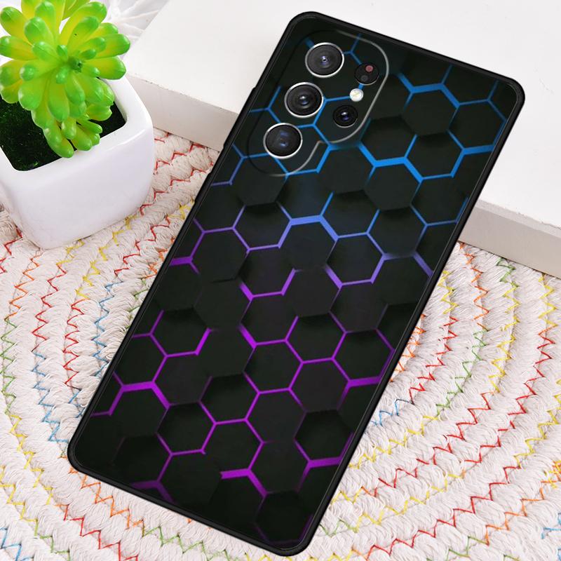 3D Hexagonal Lights Phone Case for Samsung Galaxy note 10 pro S26 Ultra S23 S24 FE S25 S21 S22 PLUS shockproof Cove