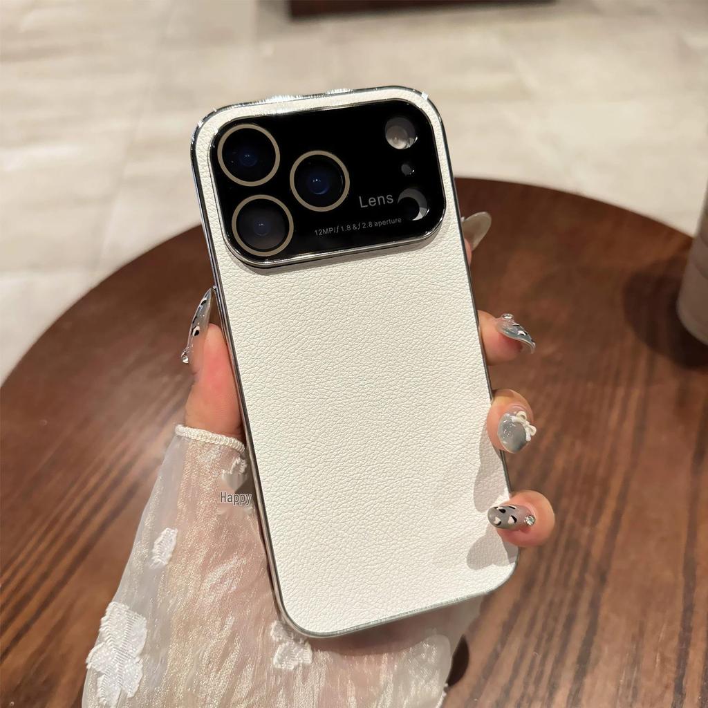 Orange Leather Textured Phone Case for Apple 17 Pro Max with High-End Lens Protection