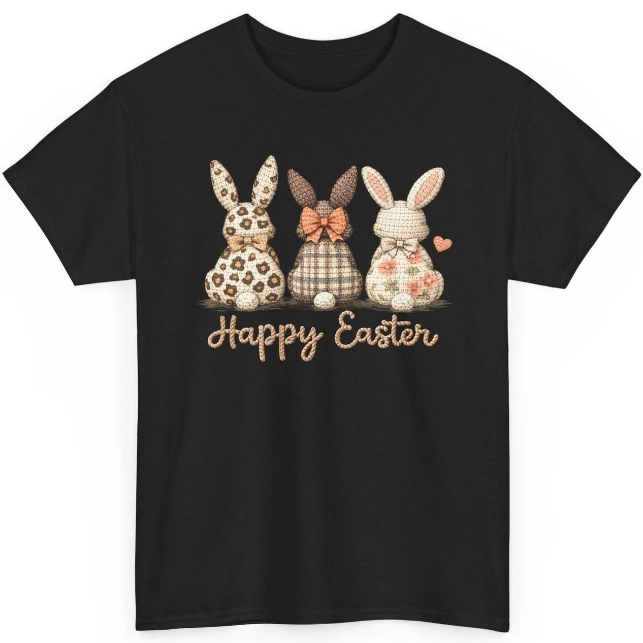 Coquette Happy Easter Bunny Shirt Womens Cute Floral Fabric Pattern Gift Tee L