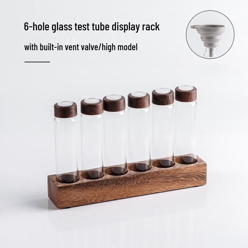 Walnut Wood Glass Portable Sealed Canister with Exhaust Valve
