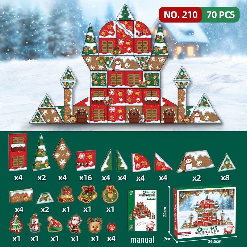 Magnetic Tiles Building Blocks - DIY Christmas Tree Ornament Toys & Magnet Puzzles for Kids