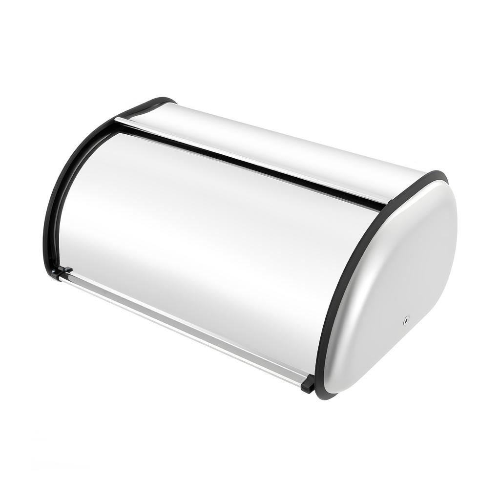 Large Stainless Steel Bread Box with Vents, 17.1 Inch Kitchen Bread Storage for Bread Pastries Biscuits, Modern Silver Organizer