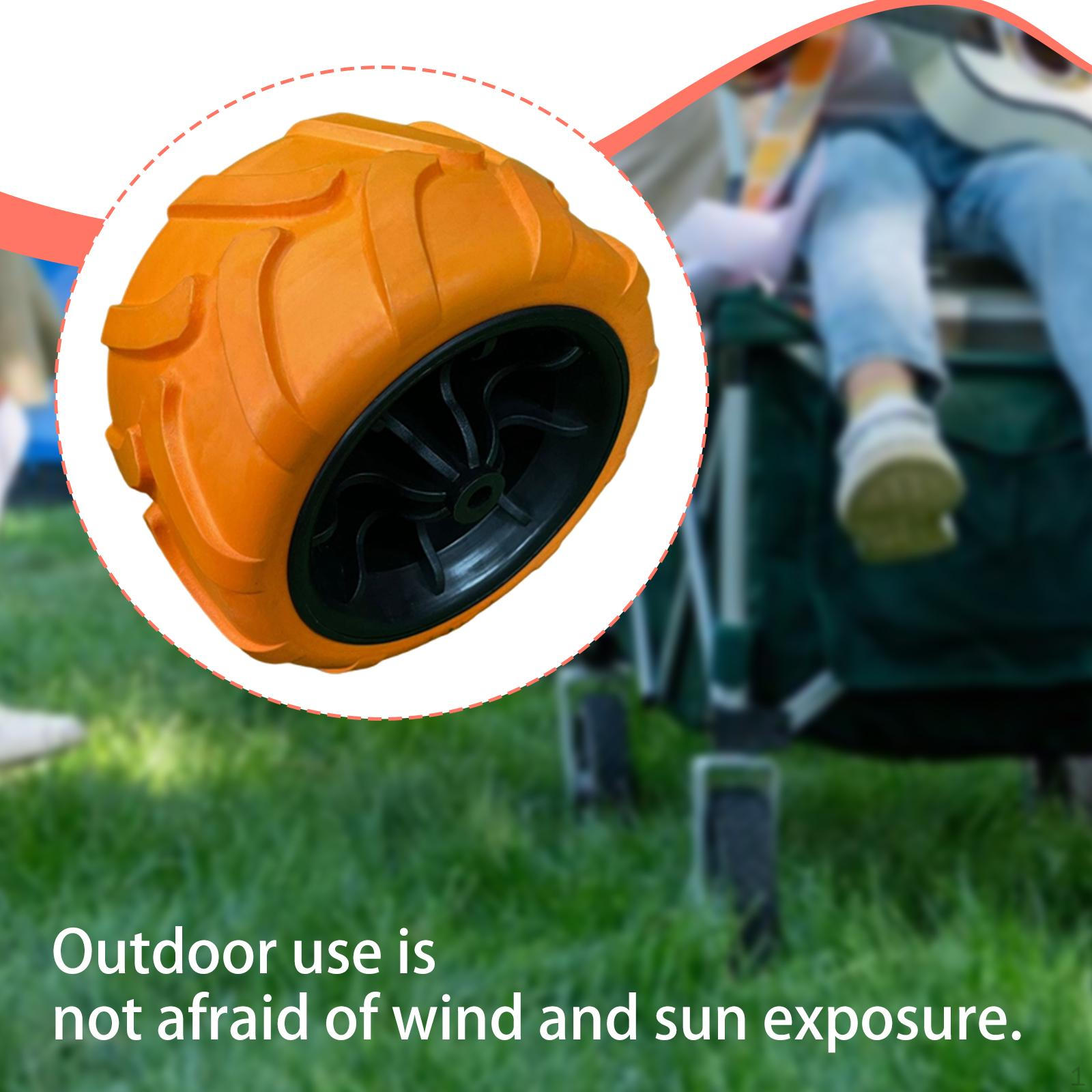 

Solid Wheel for Beach Cart, Universally Portable, Spare Parts, Trolley, Foldable, Camp, Black Orange