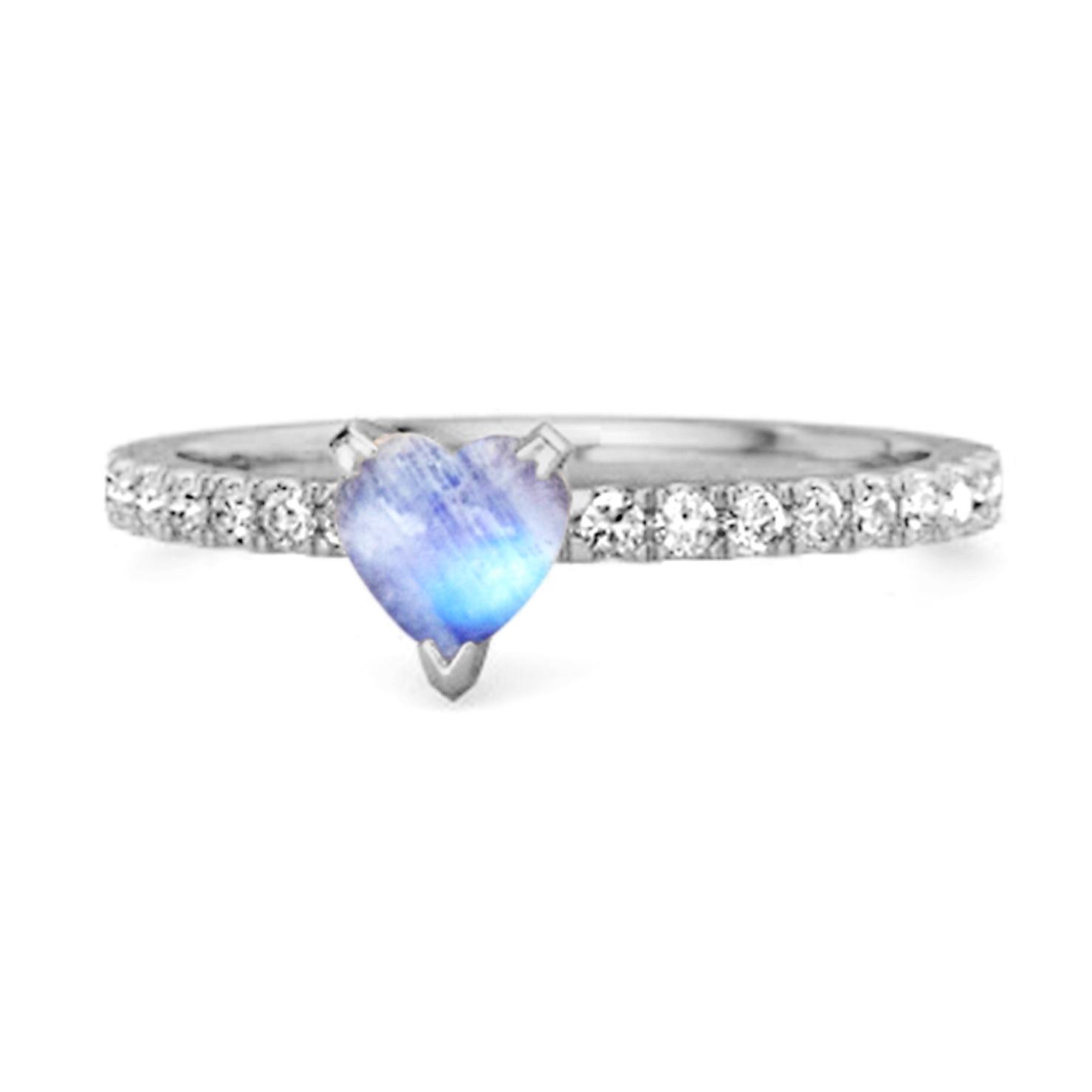 

Moonstone Pave Band Ring - 925 Sterling Silver 10.5