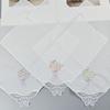Multicolor Cotton Handkerchiefs Set for Women Embroidered Flower and Butterfly Lace Edge Portable Pocket Square Towel