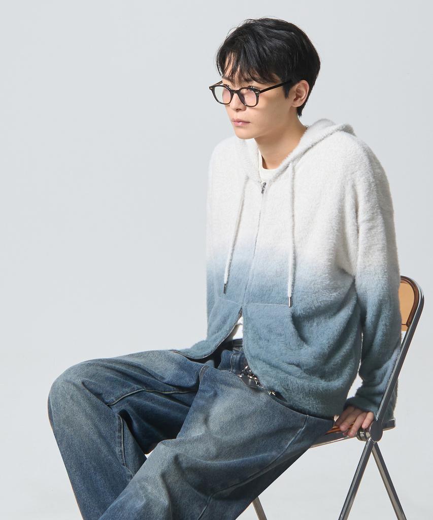 Dimiteulibeullaeg 2Way Essential Gradient Hairy Zip-Up Hoodie_Blue Ivory