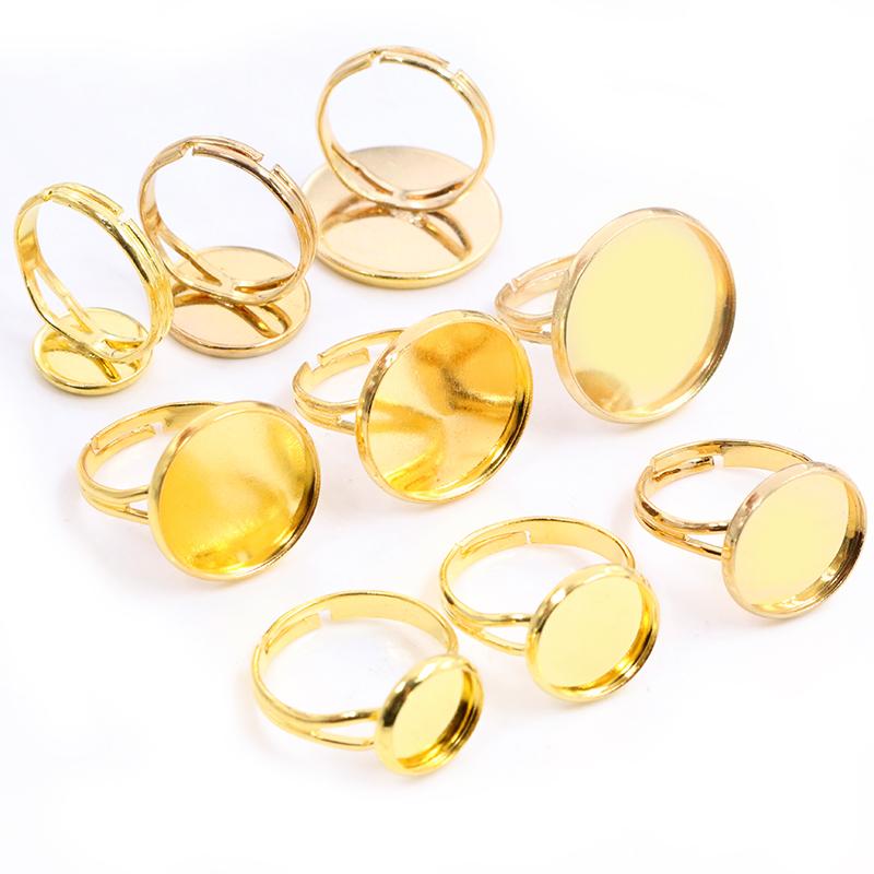 8-20mm 10pcs High Quality IRON Adjustable Ring Settings Blank/Base,Fit 8-20mm Glass Cabochons,Buttons;Ring Bezels
