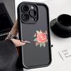 Pink Flower & Butterflies on Side Soft TPU Phone Case for iPhone 16 15 14 13 12 11 Pro Max Plus Shockproof Anti-Slip Cover