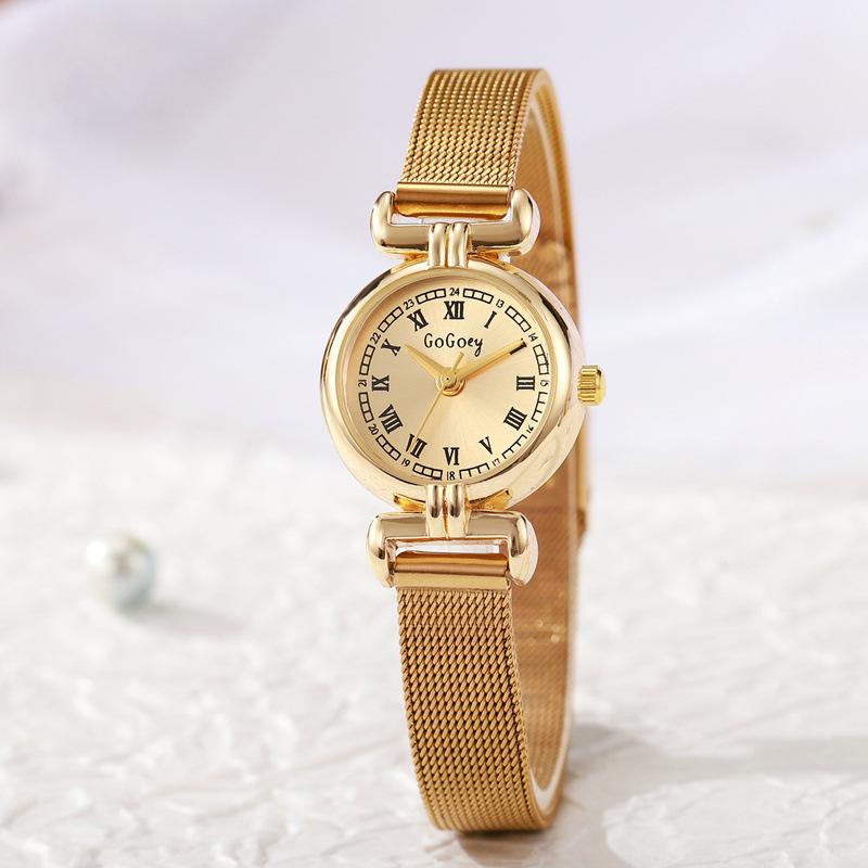 Fashion Simple Vintage Women Quartz Watch Roman Small Dial Elegant Ladies Wristwatch Classic Steel Mesh Band Watches Reloj Mujer