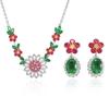European Trend Zircon Flower Necklace & Earrings Set