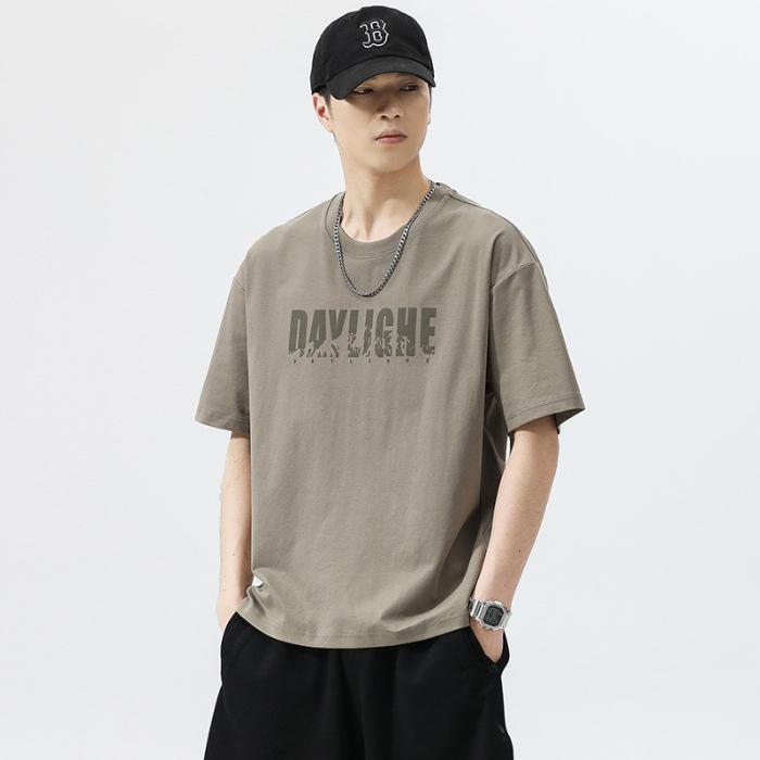 Short-sleeved Men s Summer New Printed Casual Loose Heavy T-shirt Men s Top M