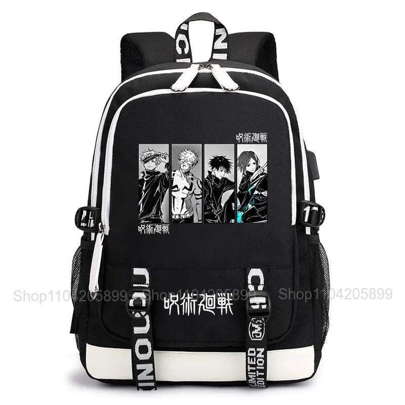 Jujutsu Kaisen Rugzak Anime Satoru Gojo Itadori Yuji Mochil Student Schooltas Grote Capaciteit USB Oplaadpoort Reizen Rugzak 16 inches