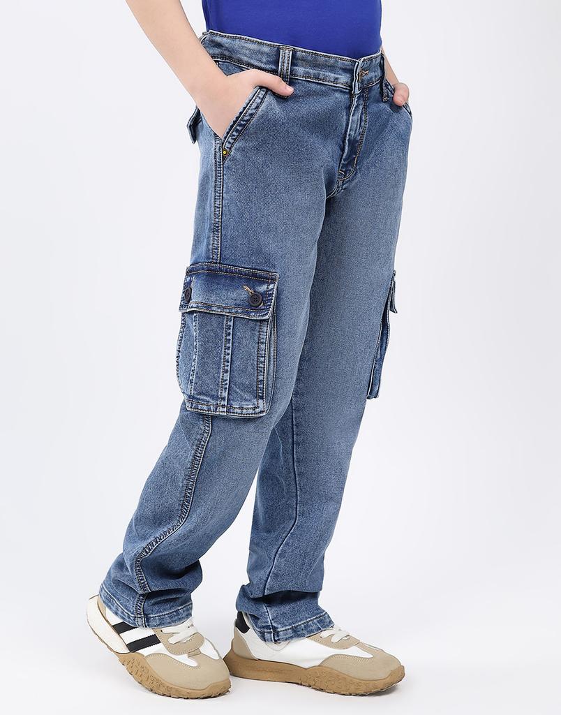 MONTE CARLO Jean cargo coupe droite pour garçon