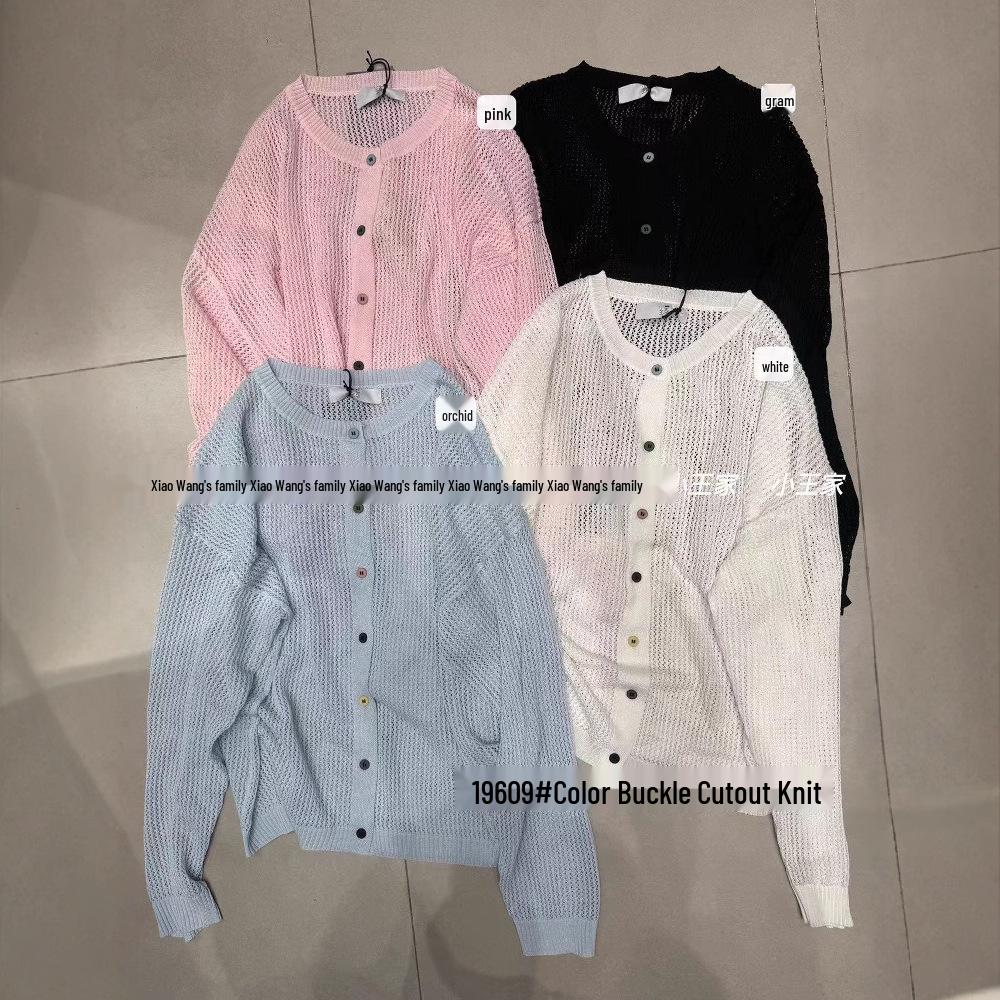 

Xiao Wang s Summer Loose Plus-Size Casual Knit Cardigan One Size чорний