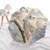 1 PC Automatic Folding Umbrella - Winter Snowy Owls Pattern, Portable & Foldable Design with 8 Ribs, Christmas Birthday Gifts