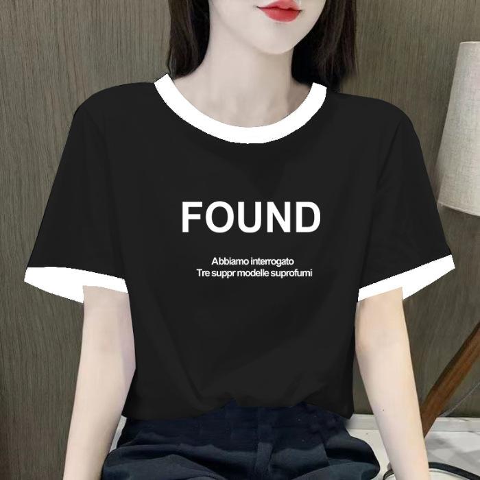 

Cotton short-sleeved T-shirt women s summer large-size women s clothing 2025 new high-end thin top 2XL чорний