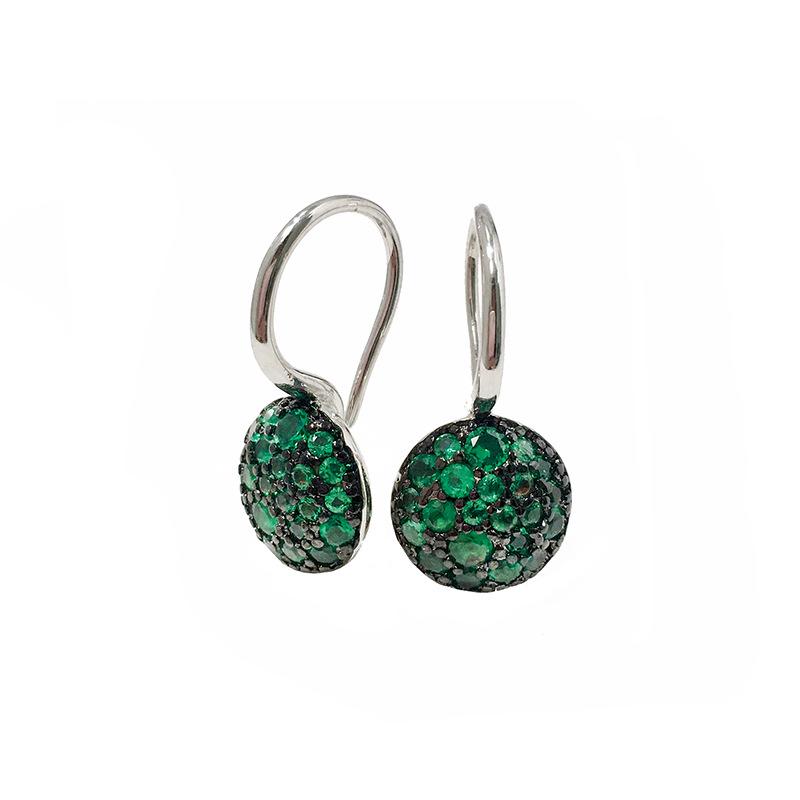 Colored Diamond Geometric Round Earrings: Small, Exquisite, European-American Style with Inlaid Diamonds